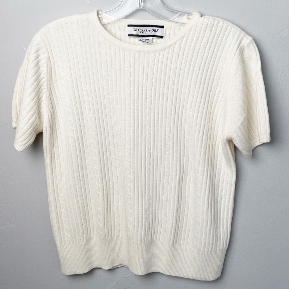 Vintage Crystal-Kobe Short Sleeve Sweater Top Size Petite Small